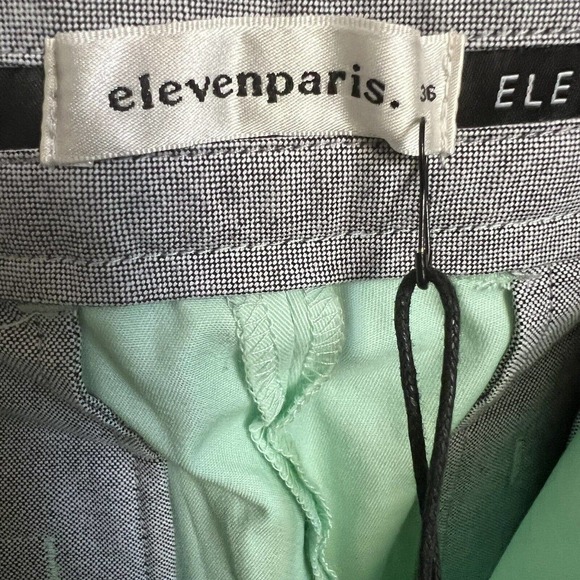 Elevenparis Mens NWT Stretch Cotton Chino Shorts Subtle Green Aqua Sz 36 - Picture 5 of 6